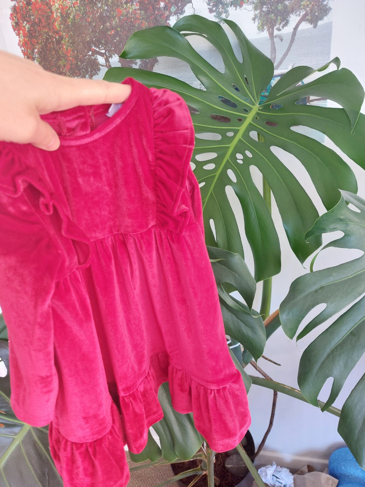 Red velour dress 6-12 months