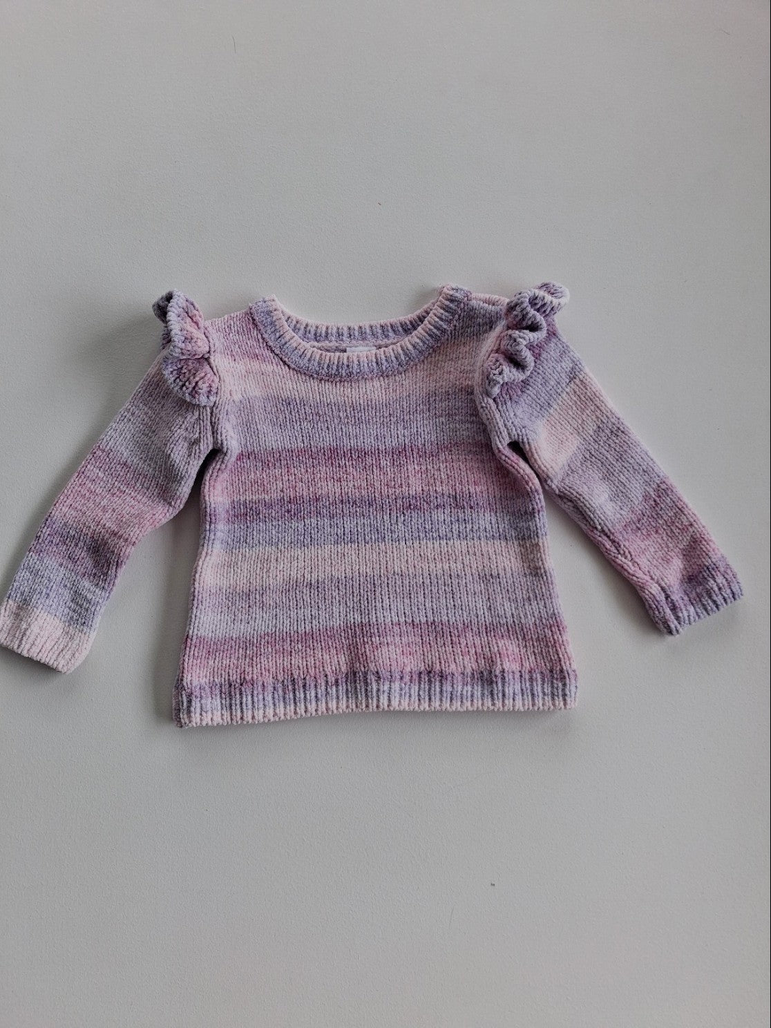 Striped ruffle shoulder jersey 12-18 months