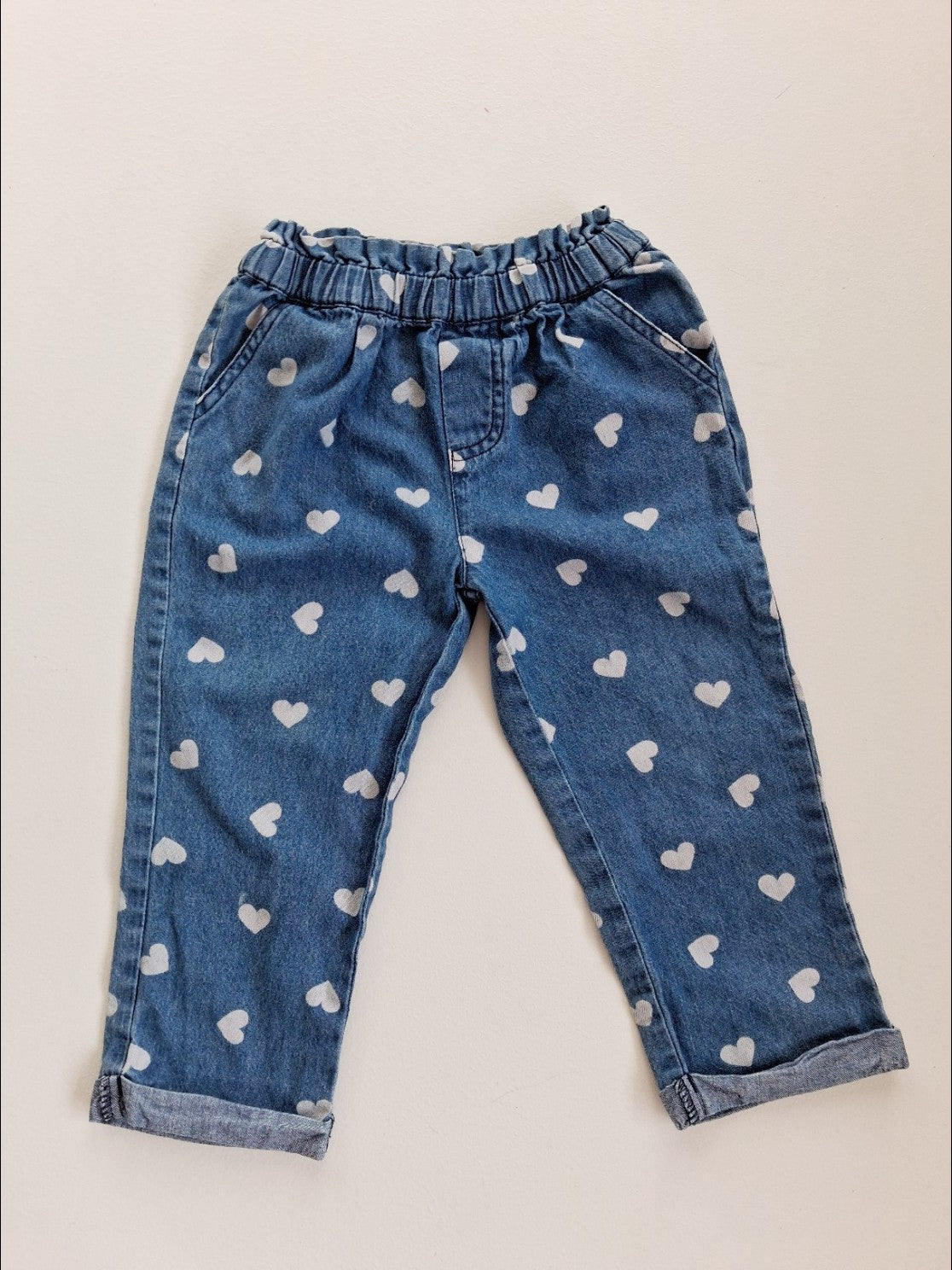 Chambray heart pants 12-18 months