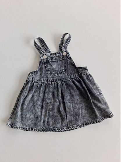 Acid wash pinafore dress 6-12 months