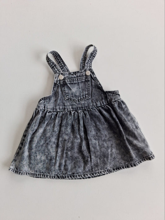 Acid wash pinafore dress 6-12 months
