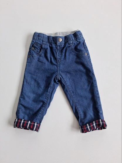Tartan lined jeans 12-18 months