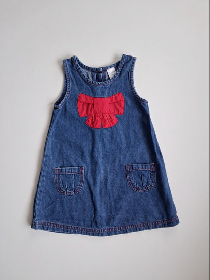 Denim dress with red bow size 2