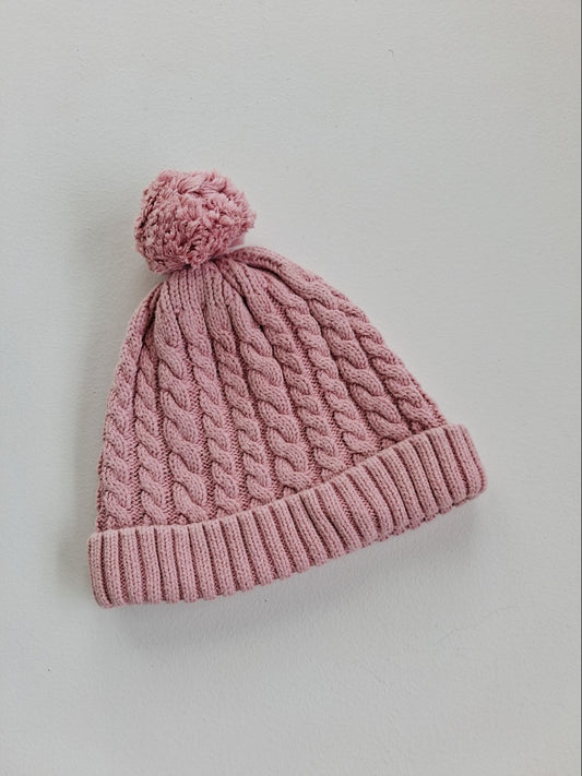 Pink cotton beanie 6-18 months
