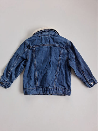 Denim jacket with sherpa collar size 3-4