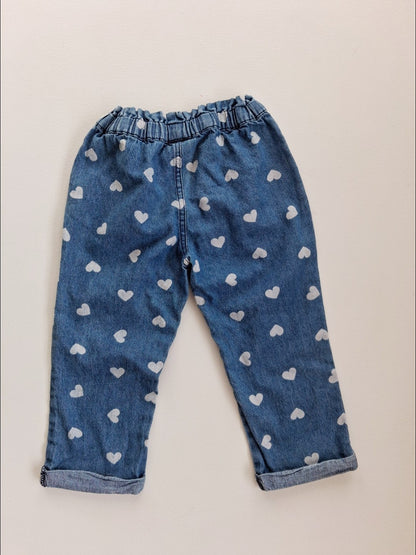 Chambray heart pants 12-18 months