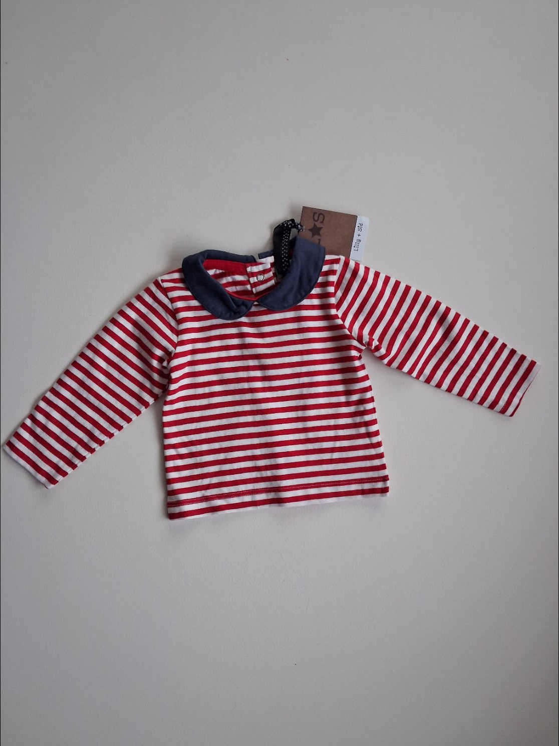 Peter Pan collar striped top 3-6 months