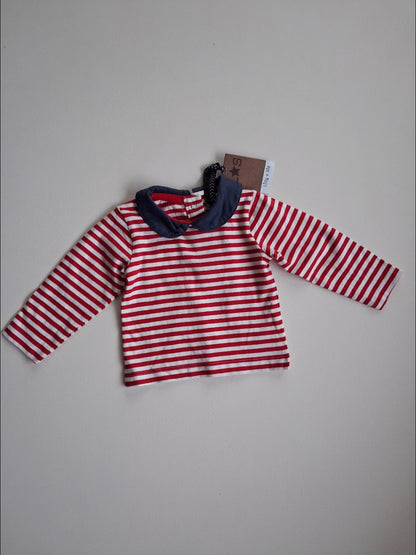 Peter Pan collar striped top 3-6 months