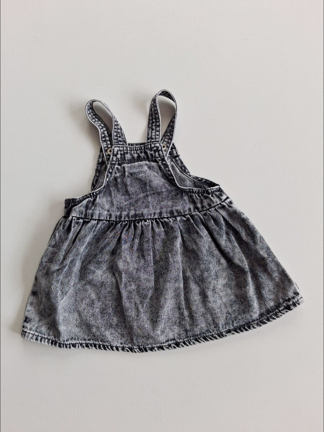Acid wash pinafore dress 6-12 months
