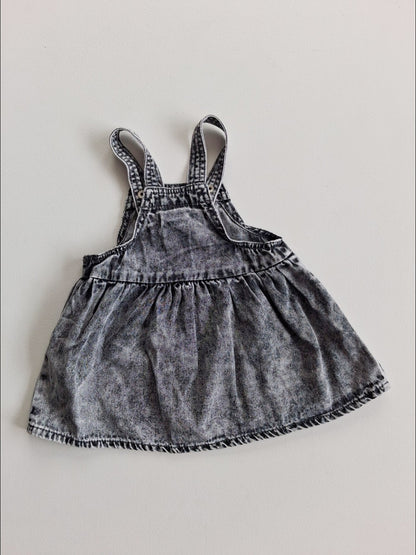 Acid wash pinafore dress 6-12 months