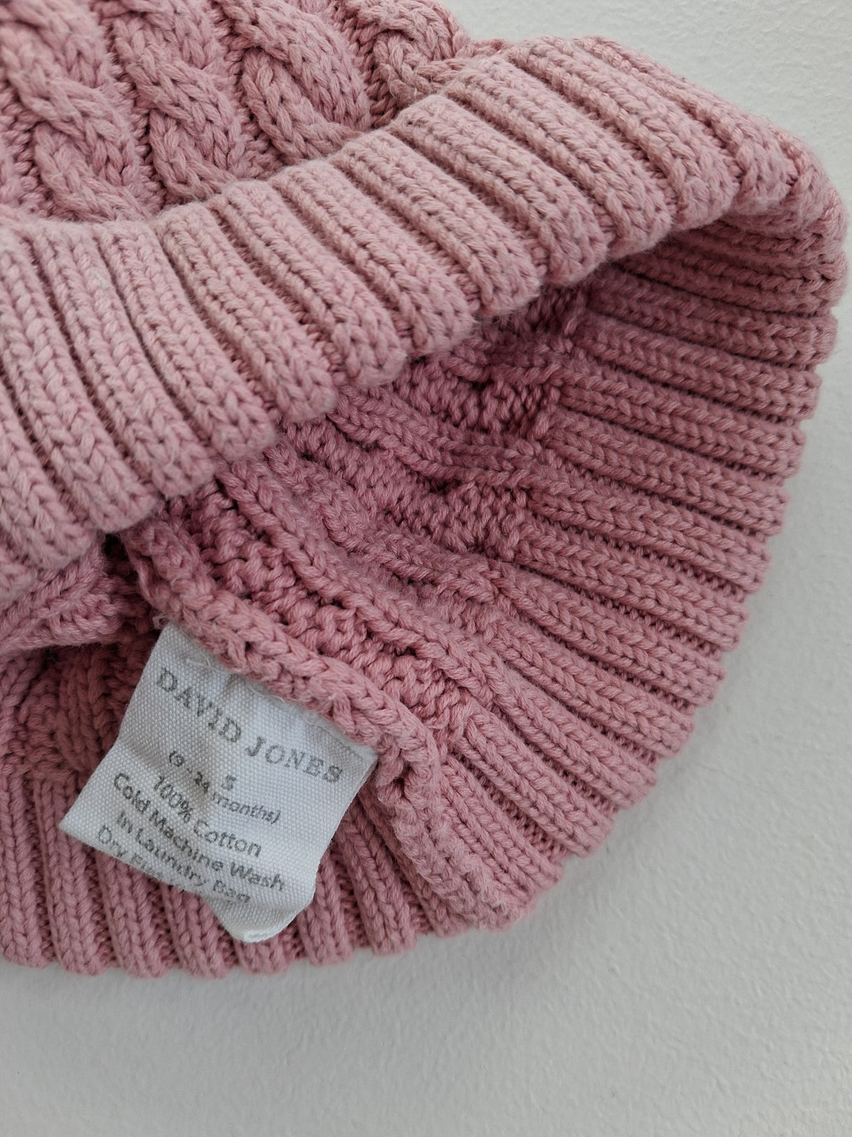 Pink cotton beanie 6-18 months