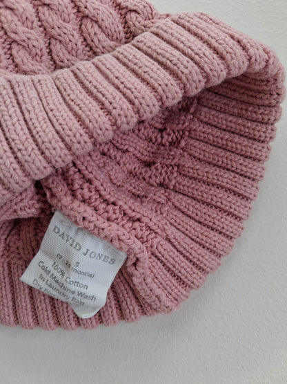 Pink cotton beanie 6-18 months