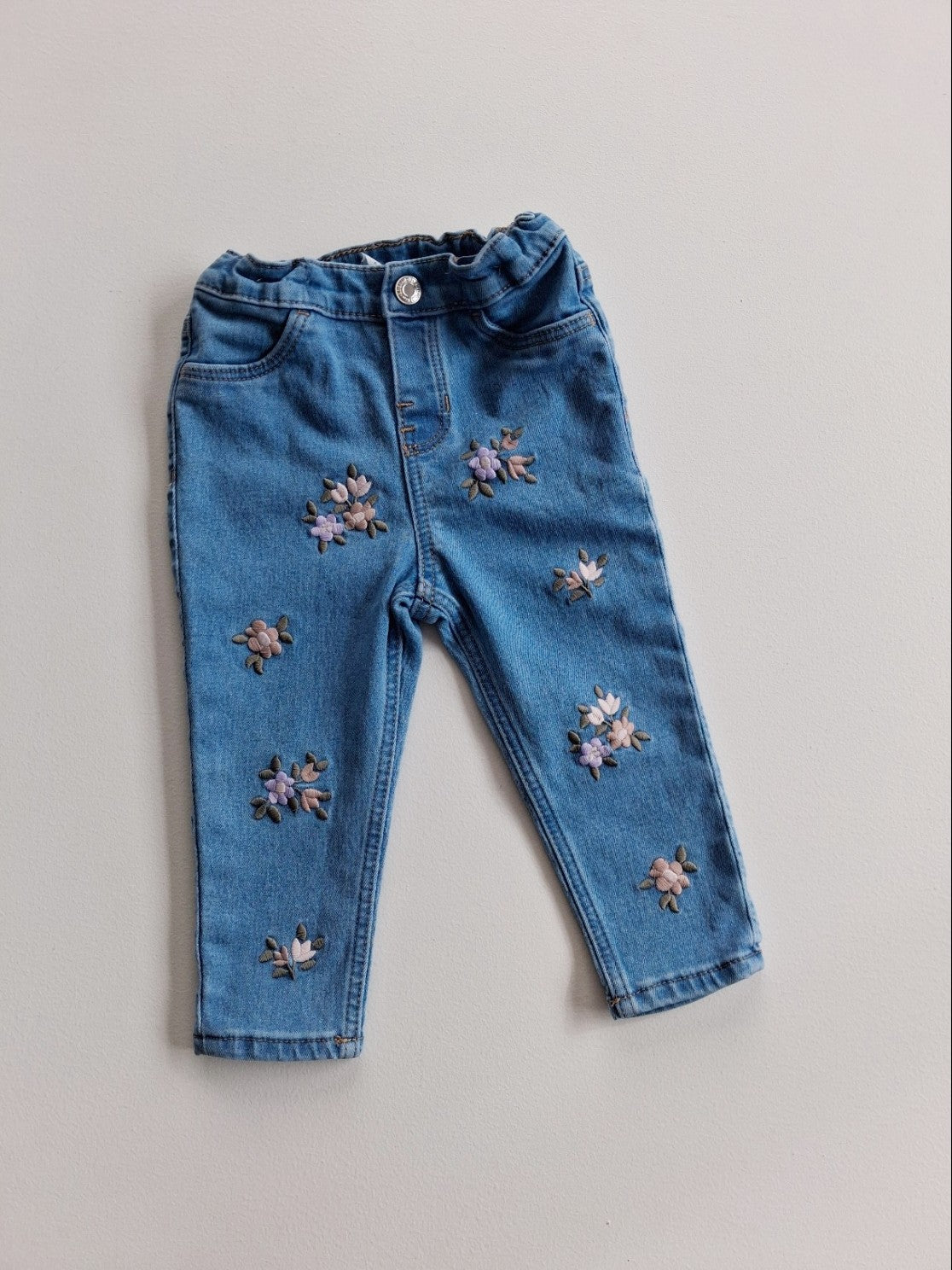 Floral embriodered jeans 9-12 months