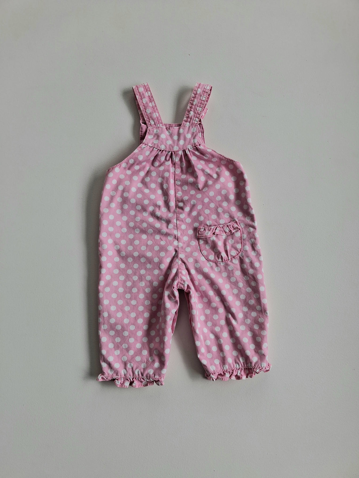 Pink polka dot overalls 6-9 months