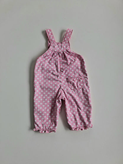 Pink polka dot overalls 6-9 months
