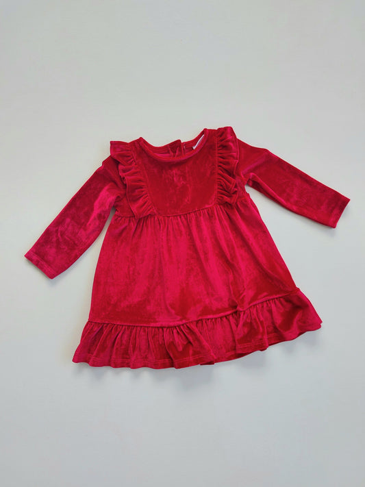 Red velour dress 6-12 months