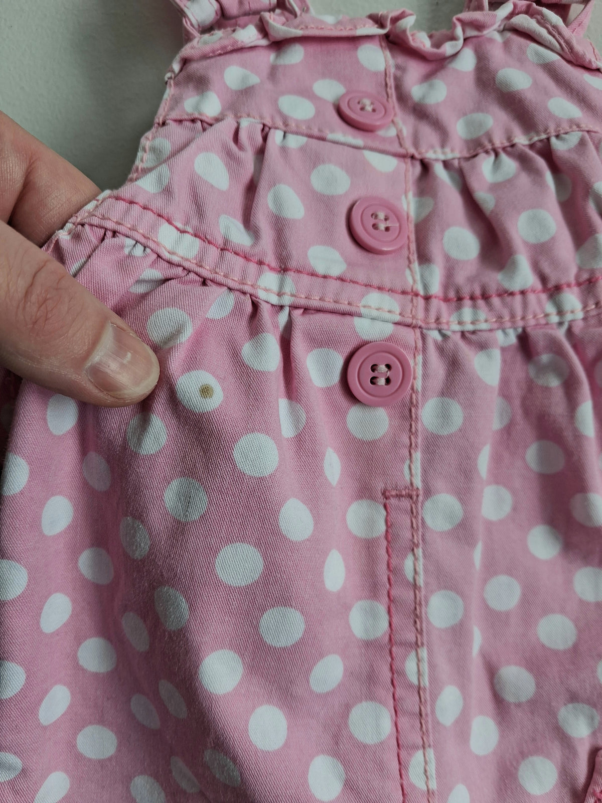 Pink polka dot overalls 6-9 months