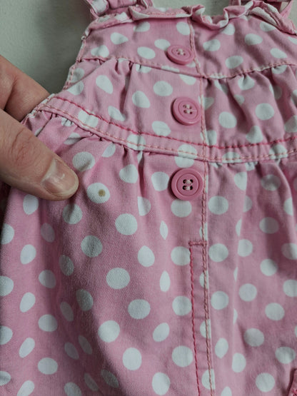 Pink polka dot overalls 6-9 months