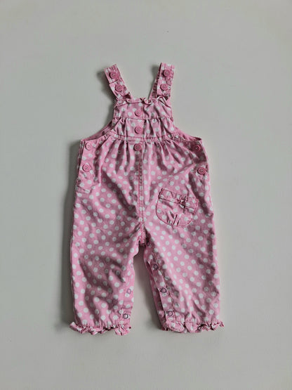 Pink polka dot overalls 6-9 months