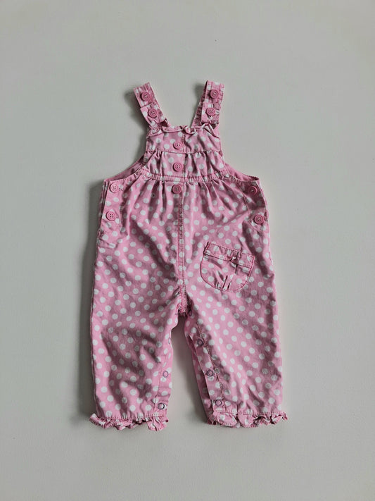 Pink polka dot overalls 6-9 months